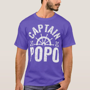 Mens Captain Popo Boat Owner Lake Boating Father's T-Shirt