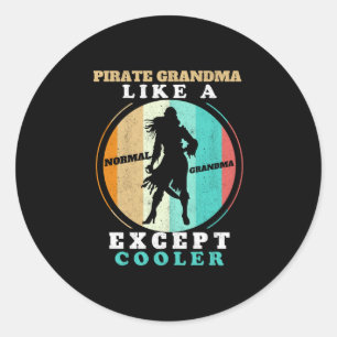 Mens caribbean buccaneer grandmother retro pirate classic round sticker