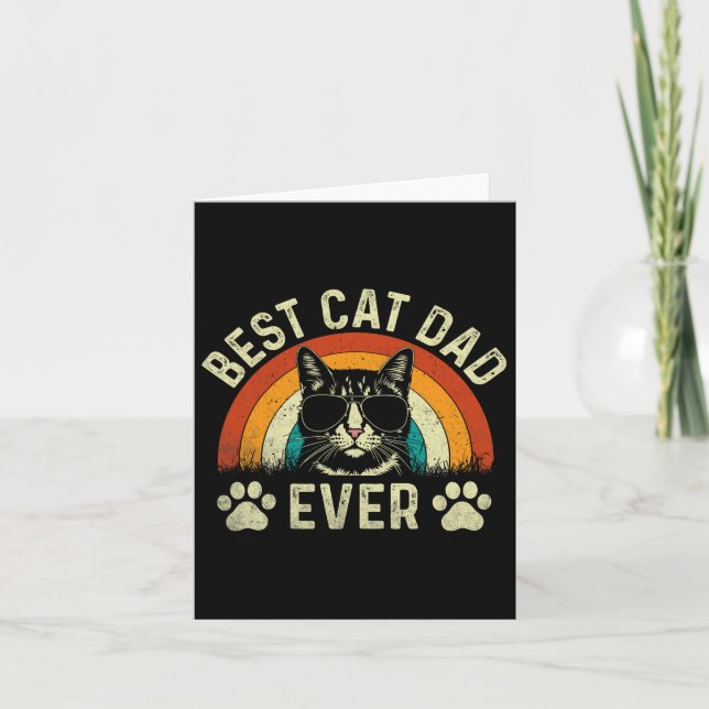 Mens Cat Dad Best Cat Dad Ever Funny Cat Daddy Vin Card (Front)