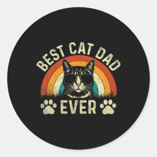 Mens Cat Dad Best Cat Dad Ever Funny Cat Daddy Vin Classic Round Sticker