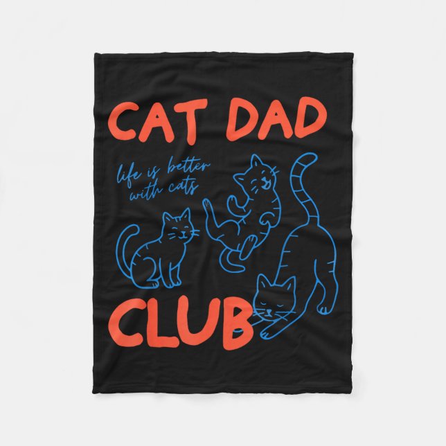 Mens Cat Dad Club Funny Cat Meme Fathers Day Cat L Fleece Blanket (Front)