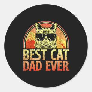 Mens Cat Dad Ever Funny Cat Dad Shirt Father's Day Classic Round Sticker