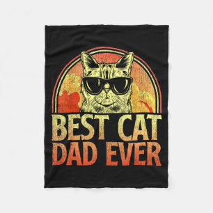 Mens Cat Dad Ever Funny Cat Dad Shirt Father's Day Fleece Blanket