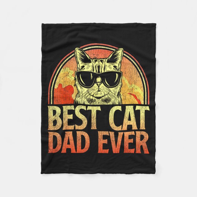 Mens Cat Dad Ever Funny Cat Dad Shirt Father's Day Fleece Blanket (Front)