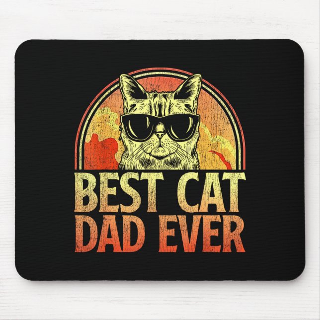 Mens Cat Dad Ever Funny Cat Dad Shirt Father's Day Mouse Mat (Front)