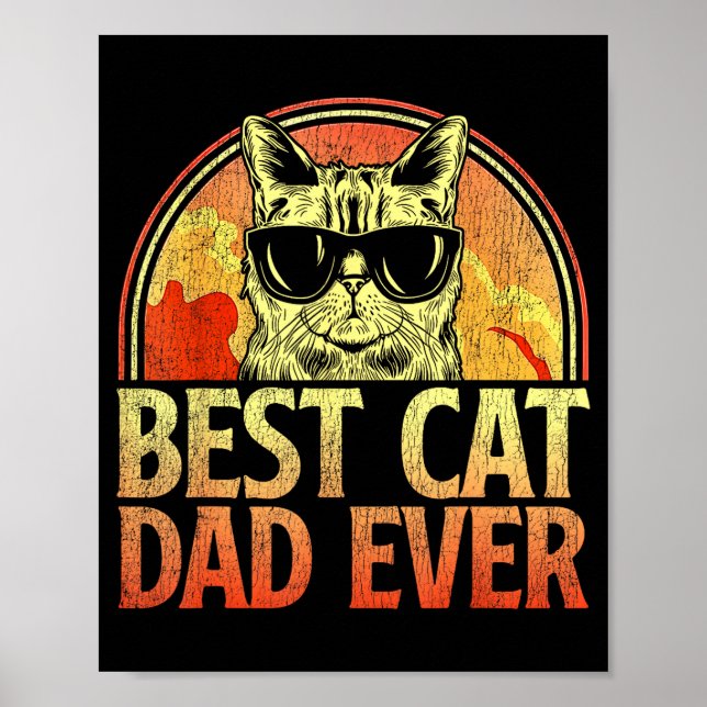 Mens Cat Dad Ever Funny Cat Dad Shirt Father's Day Poster (Front)