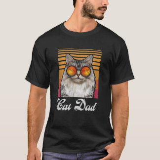 Mens Cat Dad Vintage Style Cat Lover Funny Fathers T-Shirt
