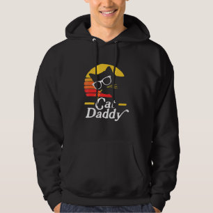 Mens Cat Daddy Vintage Eighties Style Cat Hipster  Hoodie