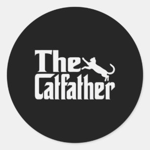 Mens Cat Father Kitty Dad Fathers Day Meow Feline Classic Round Sticker