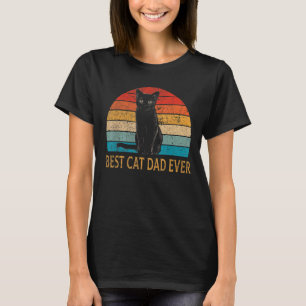 Mens  Cat   For Father Vintage Best Cat Dad Ever T-Shirt
