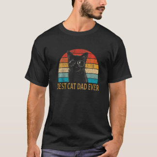 Mens  Cat   For Father Vintage Best Cat Dad Ever T-Shirt