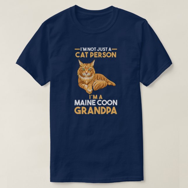Mens Cat Grandfather Maine Coon Grandpa  T-Shirt (Design Front)