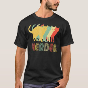 Mens Cat Herder Vintage Retro Distressed Businessm T-Shirt