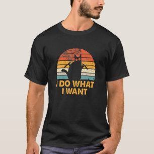 Mens Cat Hold Knife I Do What I Want Cat Vintage T-Shirt