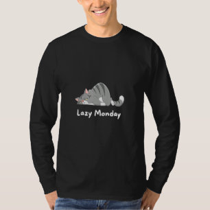 Mens Cat Quote Lazy Monday Cool Cat T-Shirt
