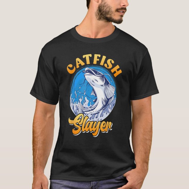 Mens Catfish Slayer Catfish Butcher Flathead Fish  T-Shirt (Front)