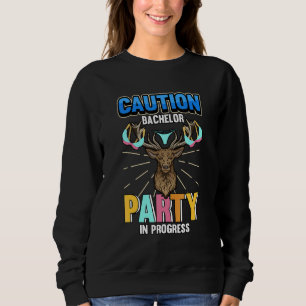 Mens Caution Bachelor Party In Progress Groom 1 Sweatshirt