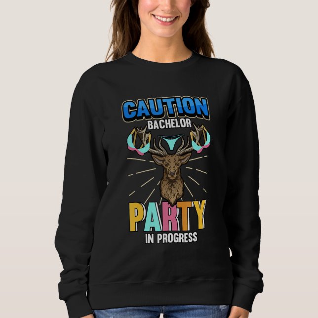 Mens Caution Bachelor Party In Progress Groom 1 Sweatshirt (Front)