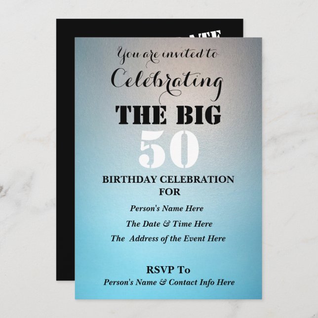 Men's Celebrating THE BIG (Any Age) - Invitation (Front/Back)