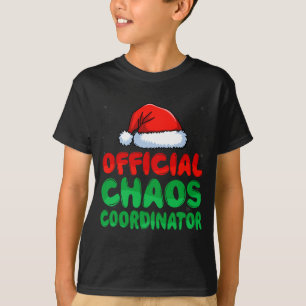 Mens chaos coordinator santa hat xmas holiday T-Shirt