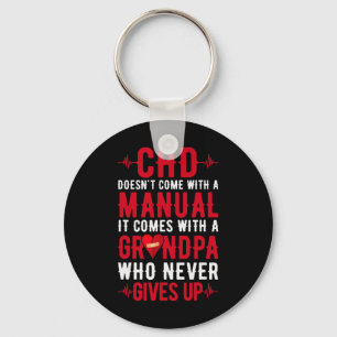Mens Chd Warrior Grandpa Never Gives Up Congenital Key Ring
