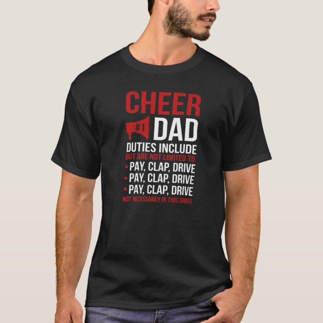 Mens Cheer Dad Duties Cheerleader Father Cheerlead T-Shirt (Front)