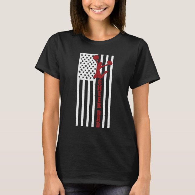 Mens Cheer Dad US Flag Cheerleading Father Of A Ch T-Shirt (Front)