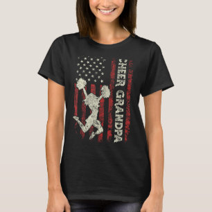 Mens Cheer Grandpa US Flag Dad Patriotic Cheerlead T-Shirt