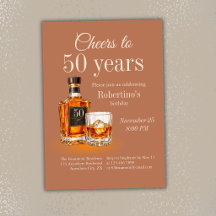 Men's Cheers to 50 Years Whiskey Theme Birthday