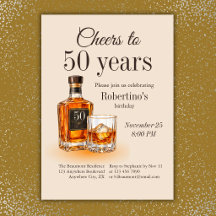 Men's Cheers to 50 Years Whiskey Theme Birthday