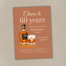 Men's Cheers to 60 Years Whiskey Theme Birthday