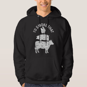 Mens Chef Butcher BBQ I'd Smoke That Pork Beef Fun Hoodie