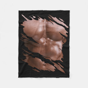 Mens Chest Six Pack I Muscles Bodybuilder I Fake M Fleece Blanket