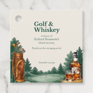 Men's Chic Golf and Whiskey Themed 50th Birthday Favour Tags