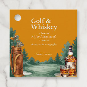 Men's Chic Golf & Whiskey Themed Retirement Party Favour Tags
