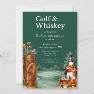 Men's Chic Golf & Whiskey Themed Retirement Party Invitation
