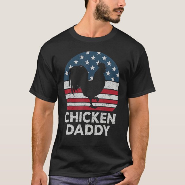 Mens Chicken Daddy Chicken Dad Farmer 4th Of July  T-Shirt (Front)