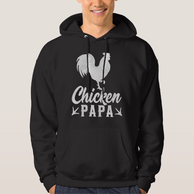 Mens Chicken Farm Farmer  Chicken Papa Father's Da Hoodie (Front)