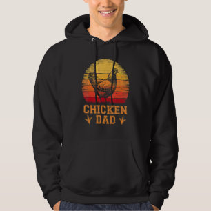Mens Chicken Farm Farmer Retro Sunset Chicken Dad Hoodie