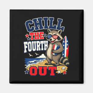 Mens chill the fourth out funny racoon beach magnet