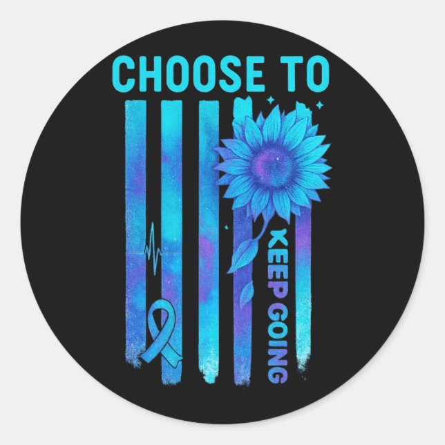 Mens Choose To Keep Going Flag Awareness Quote Classic Round Sticker (Front)