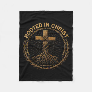 Mens Christian Shirt Rooted In Christ Faith Shirt  Fleece Blanket