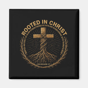 Mens Christian Shirt Rooted In Christ Faith Shirt  Magnet