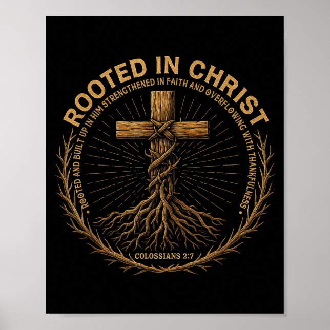 Mens Christian Shirt Rooted In Christ Faith Shirt  Poster (Front)