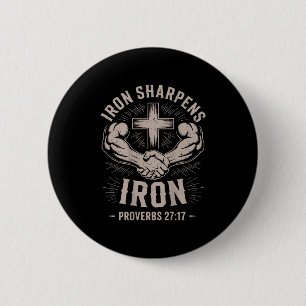 Men's Christian Workout Iron Sharpens Iron Proverb 6 Cm Round Badge