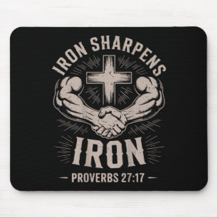 Men's Christian Workout Iron Sharpens Iron Proverb Mouse Mat