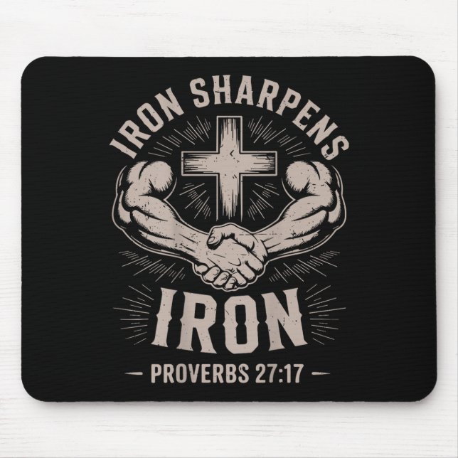 Men's Christian Workout Iron Sharpens Iron Proverb Mouse Mat (Front)