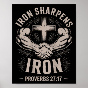 Men's Christian Workout Iron Sharpens Iron Proverb Poster