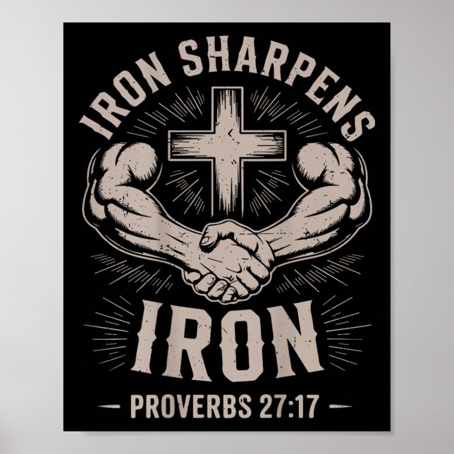 Men's Christian Workout Iron Sharpens Iron Proverb Poster (Front)