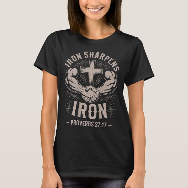 Men's Christian Workout Iron Sharpens Iron Proverb T-Shirt (Front)